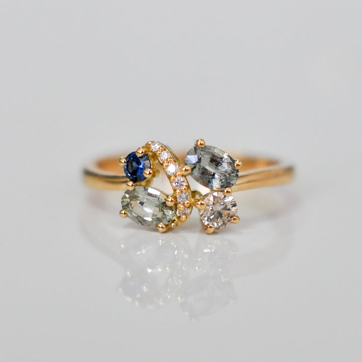 Fancy Color Sapphires and diamonds ring