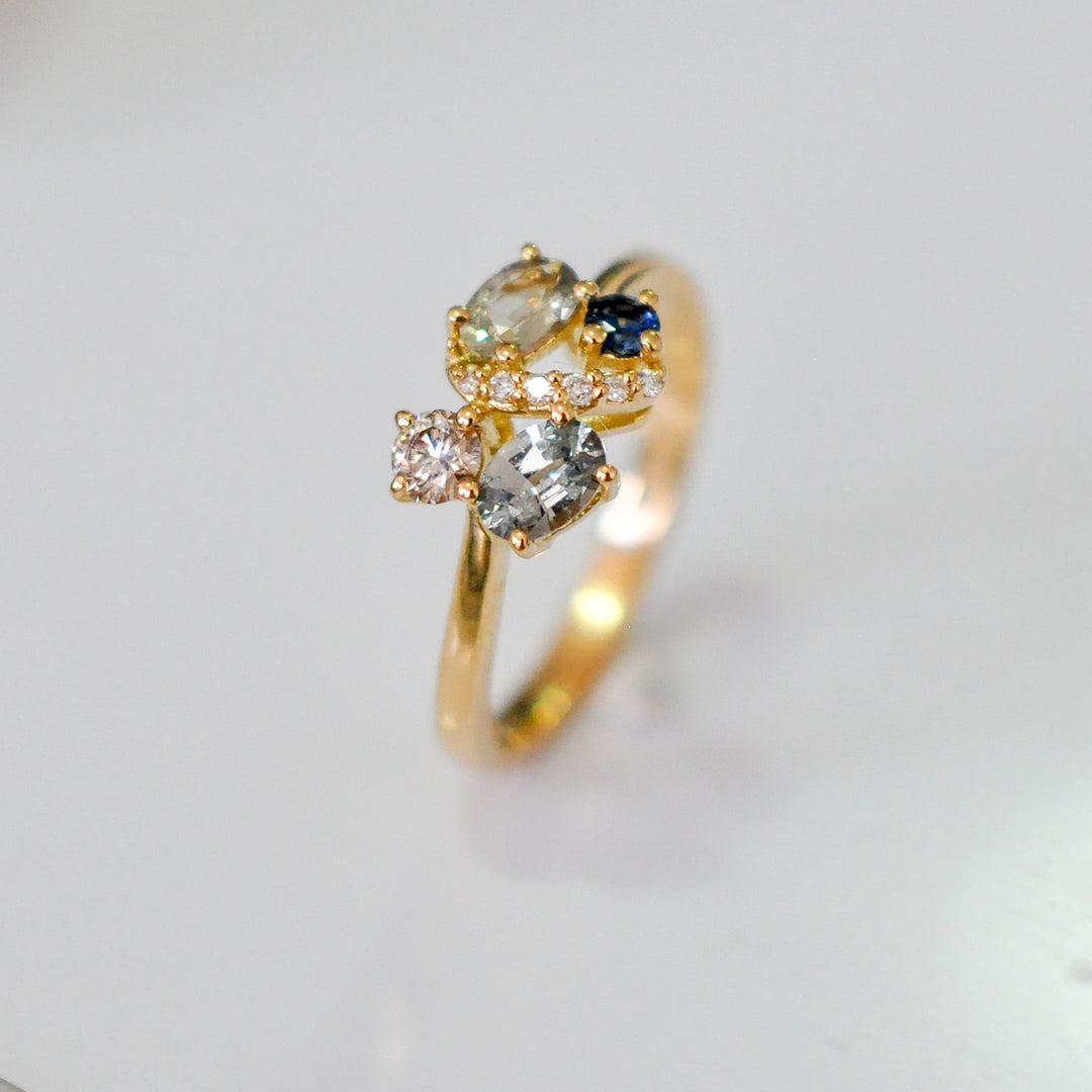 Fancy Color Sapphires and diamonds ring