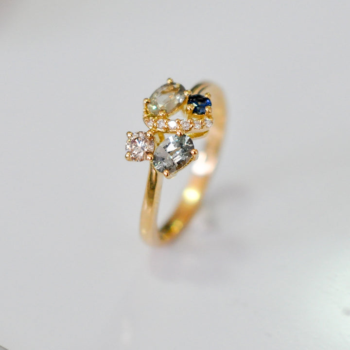 Fancy Color Sapphires and diamonds ring