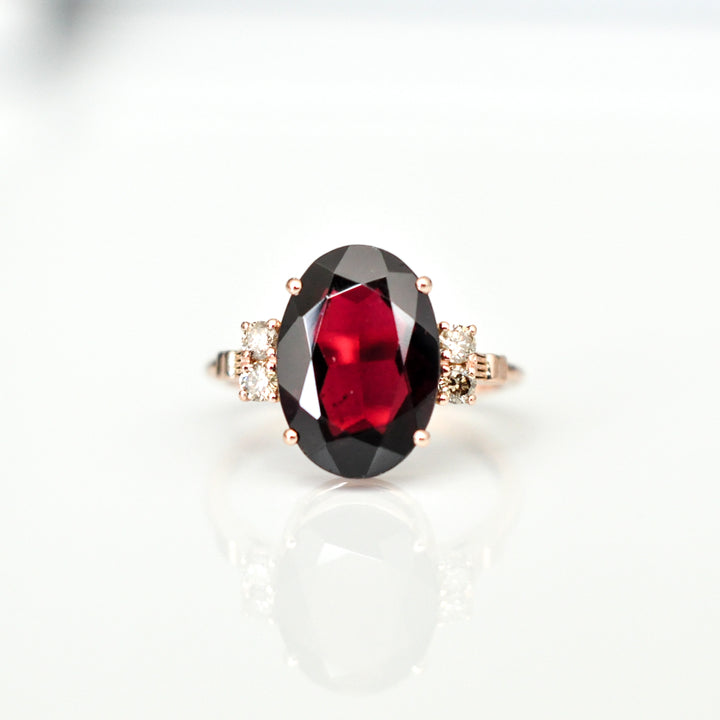 rose gold vintage style garnet &amp; diamonds ring