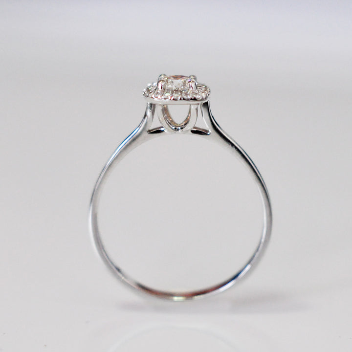 WHITE GOLD AND WHITE DIAMONDS HALO RING