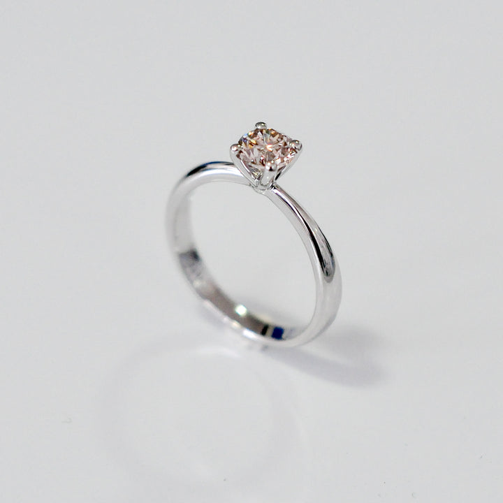 classic 4 prongs 0.5 carat light brown diamond solitaire ring