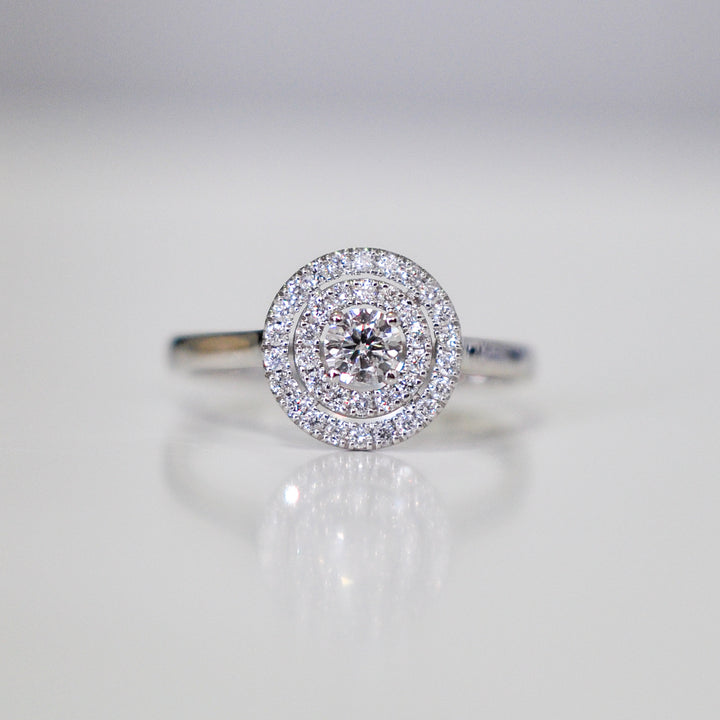 delicate double halo white diamonds ring (0.5 ct. tw.)