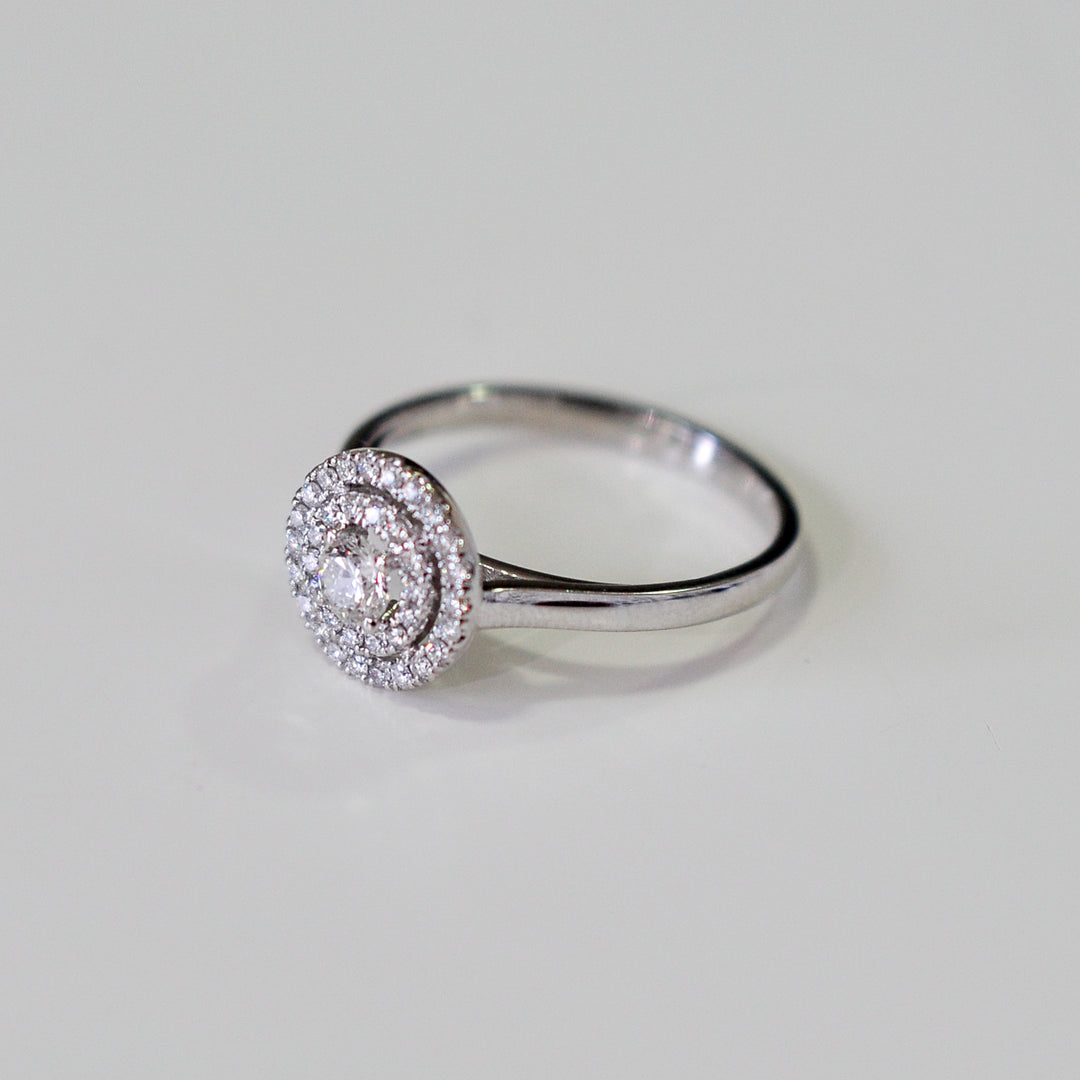 delicate double halo white diamonds ring (0.5 ct. tw.)