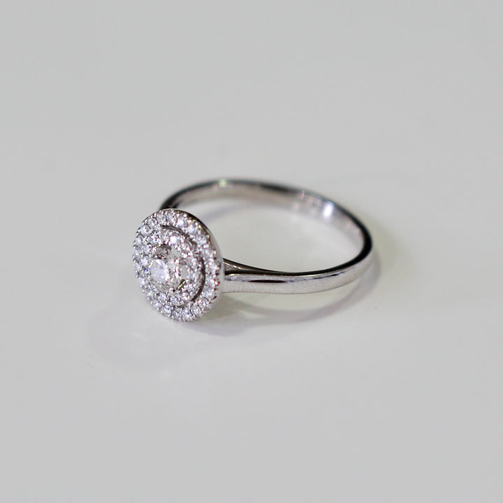 delicate double halo white diamonds ring (0.5 ct. tw.)