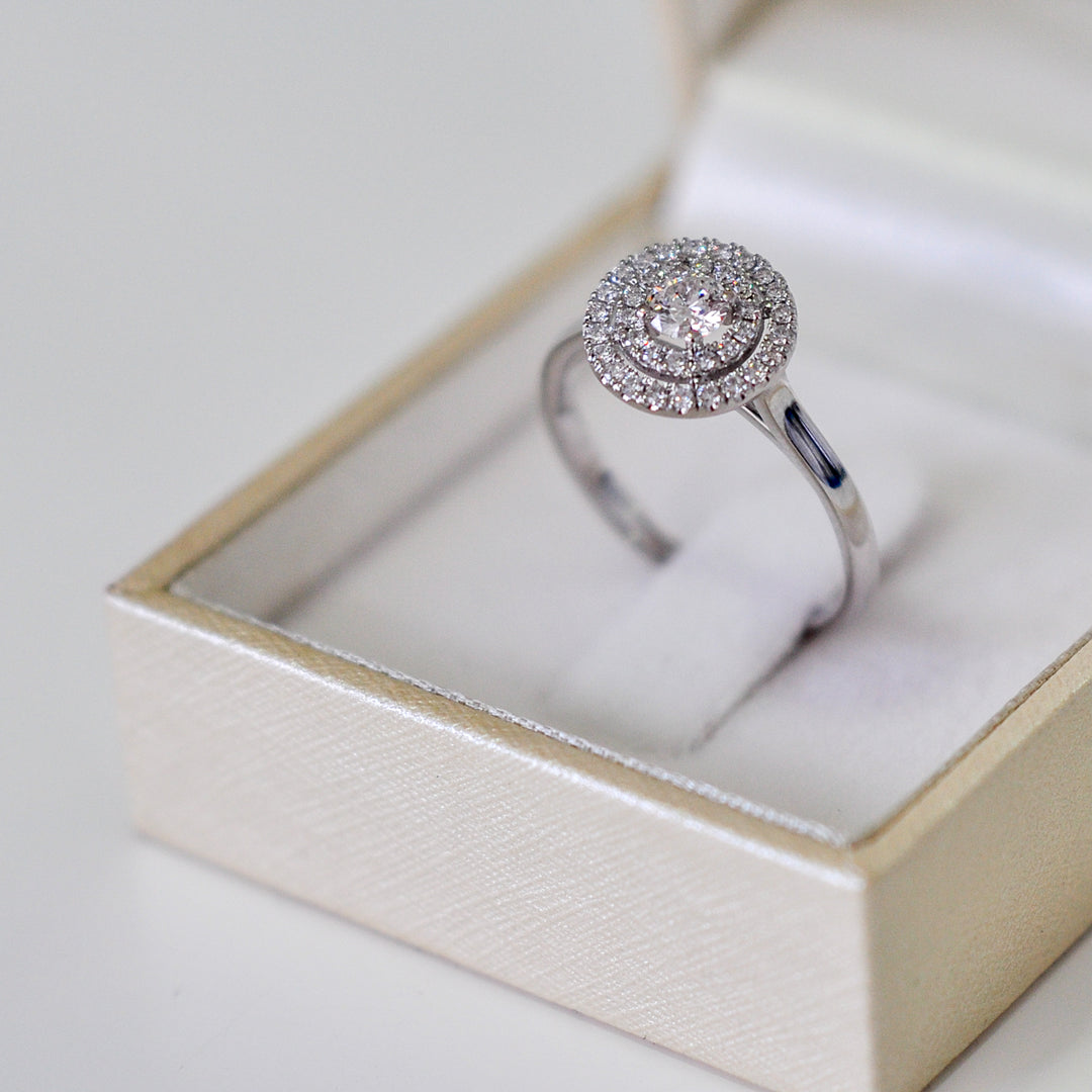 delicate double halo white diamonds ring (0.5 ct. tw.)