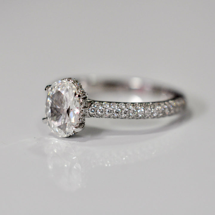 PAVE OVAL AND WHITE DIAMONDS ENGAGEMENT RING