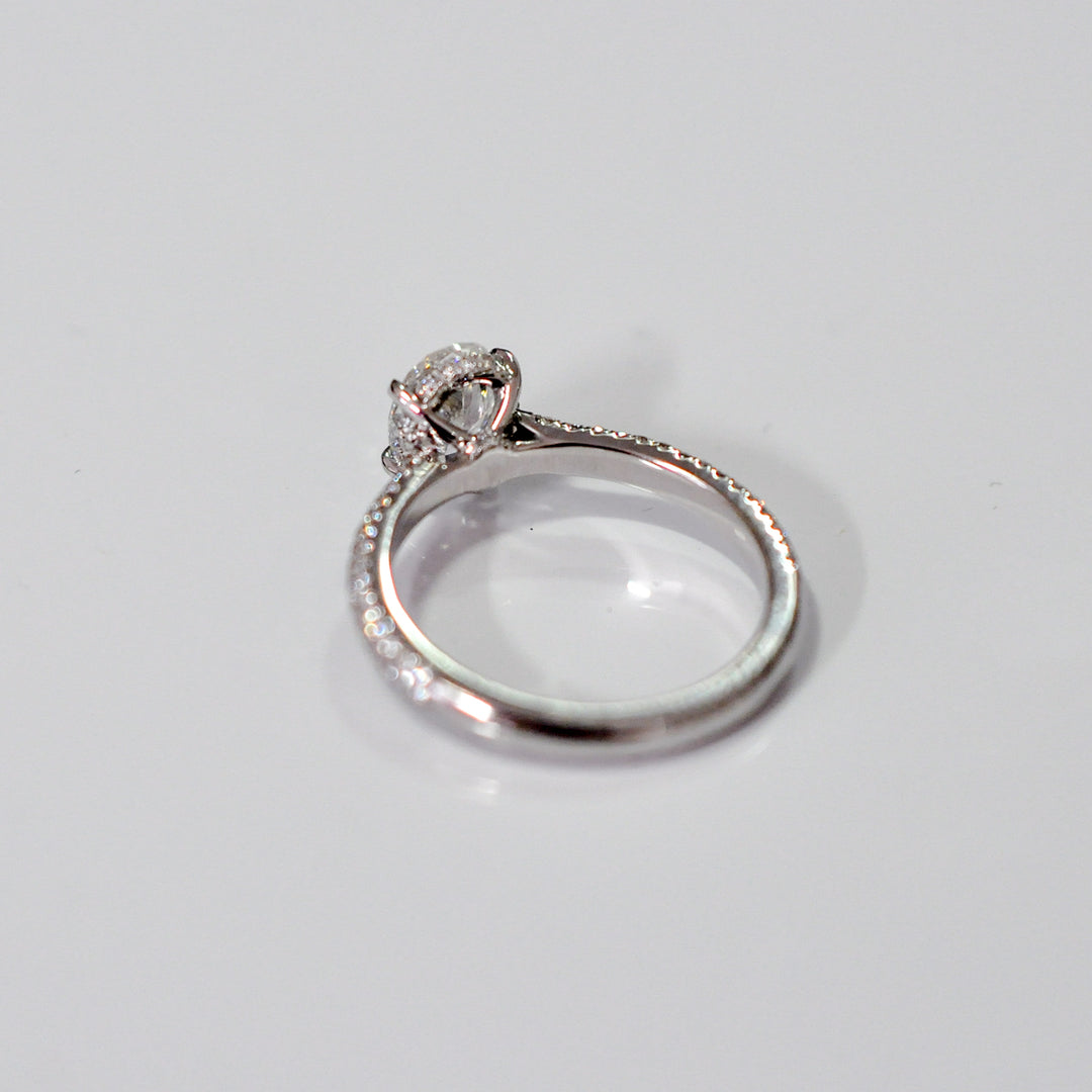 PAVE OVAL AND WHITE DIAMONDS ENGAGEMENT RING
