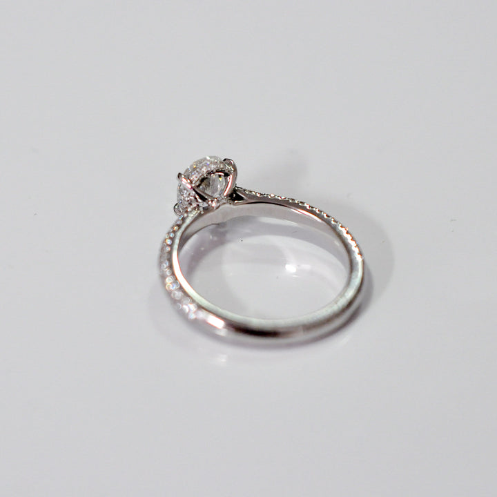 PAVE OVAL AND WHITE DIAMONDS ENGAGEMENT RING