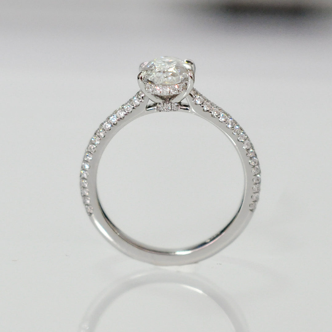 PAVE OVAL AND WHITE DIAMONDS ENGAGEMENT RING