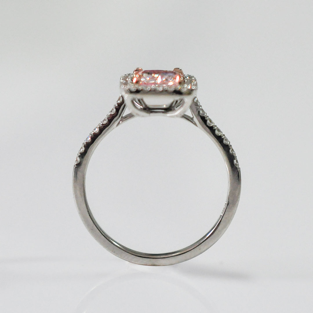 Radiant light PINK DIAMOND &amp; WHITE DIAMONDS HALO ring