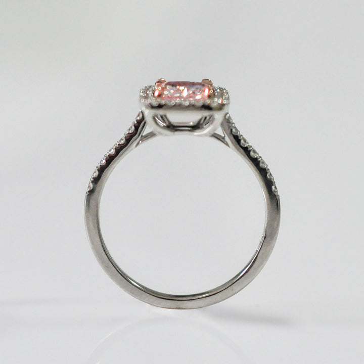 Radiant light PINK DIAMOND &amp; WHITE DIAMONDS HALO ring