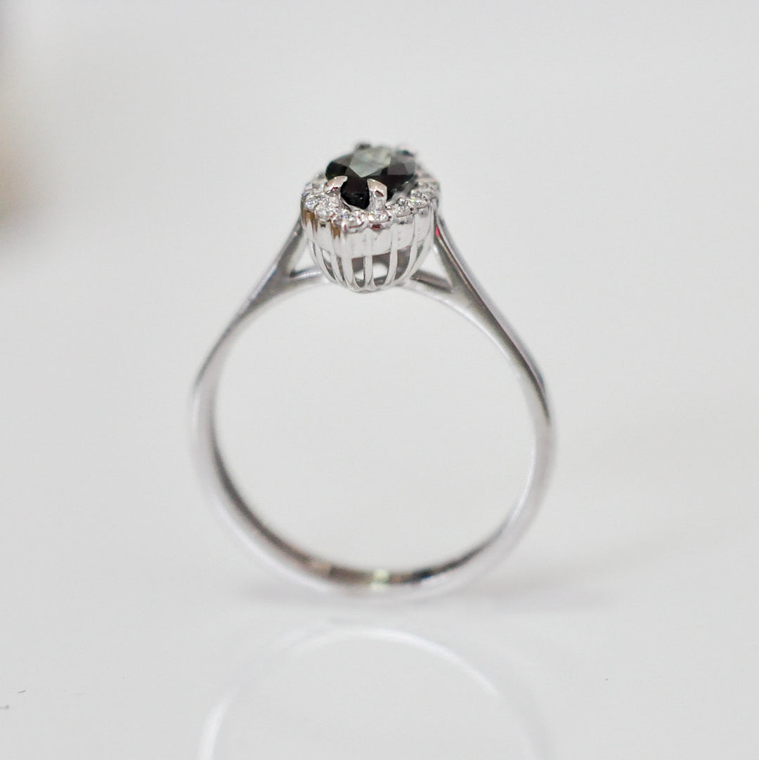 marquise blue sapphire  &amp; Diamonds Halo ring