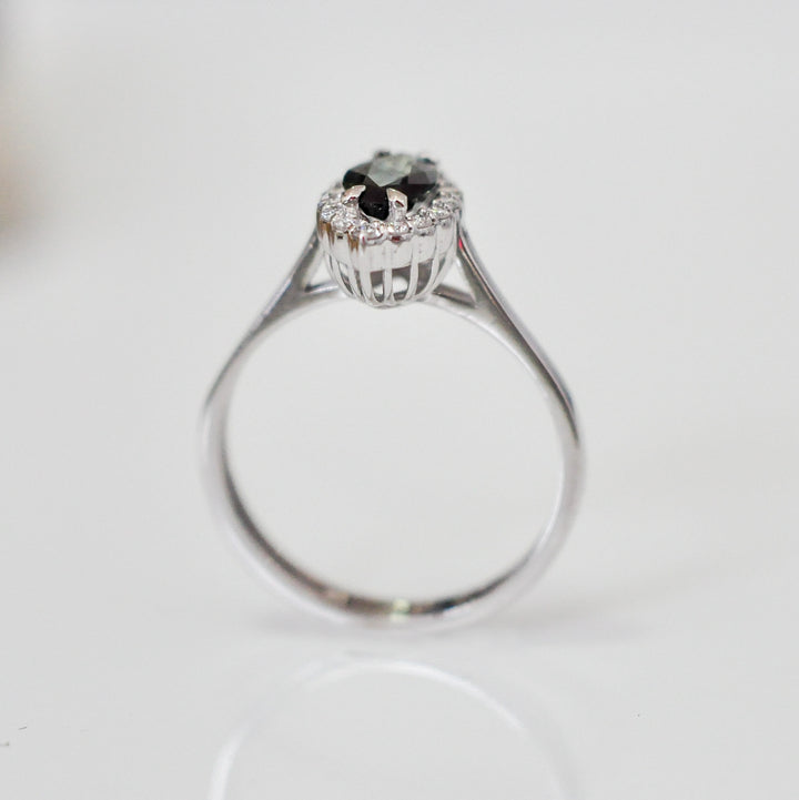 marquise blue sapphire  &amp; Diamonds Halo ring