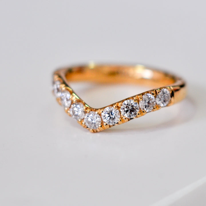 WIDE (3mm)  V shape Diamonds Ring