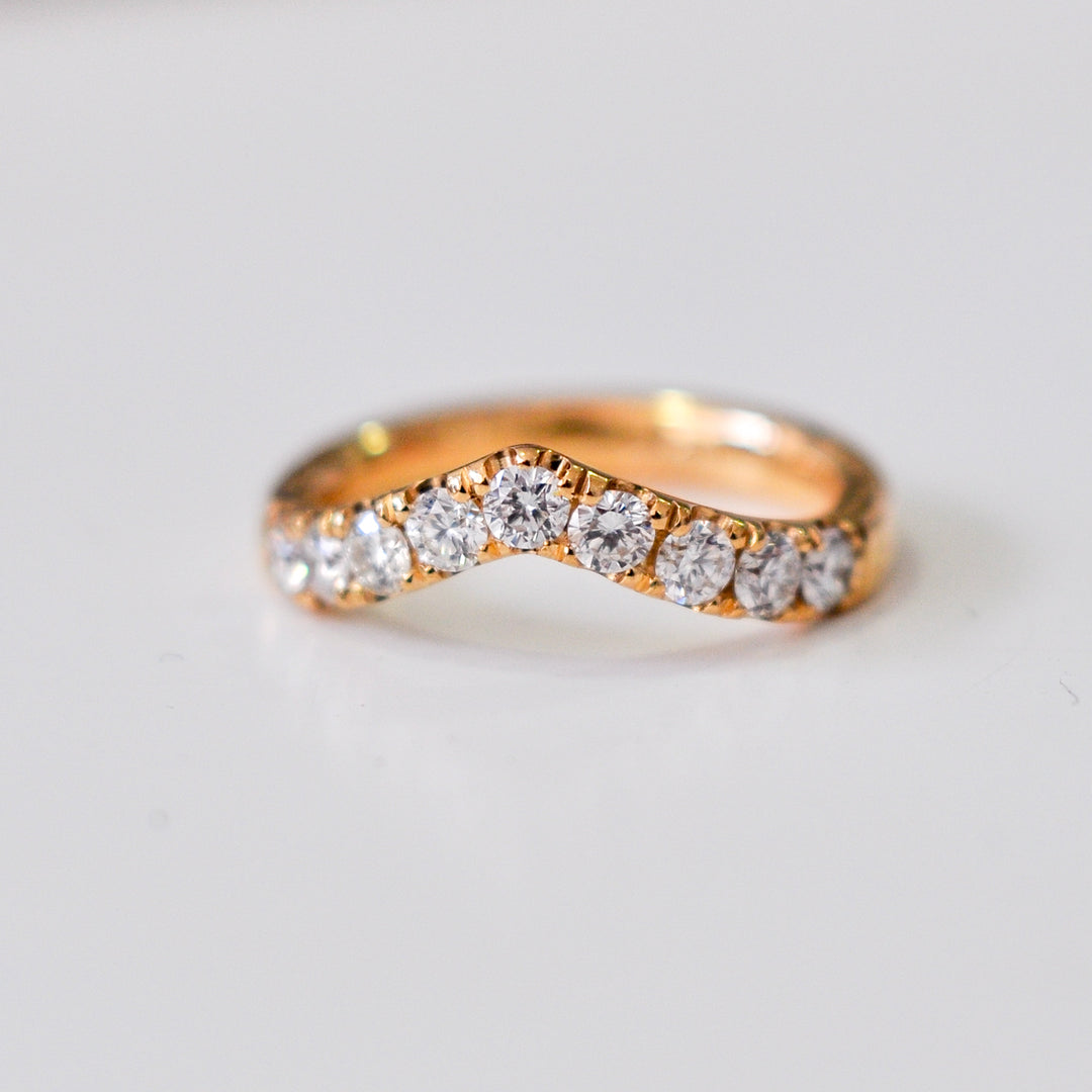 WIDE (3mm)  V shape Diamonds Ring