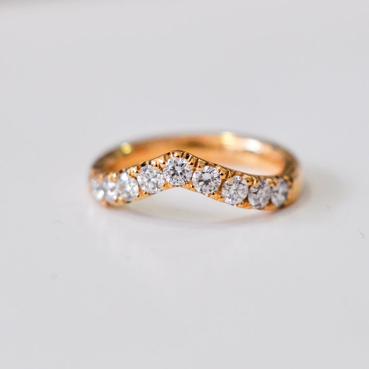WIDE (3mm)  V shape Diamonds Ring