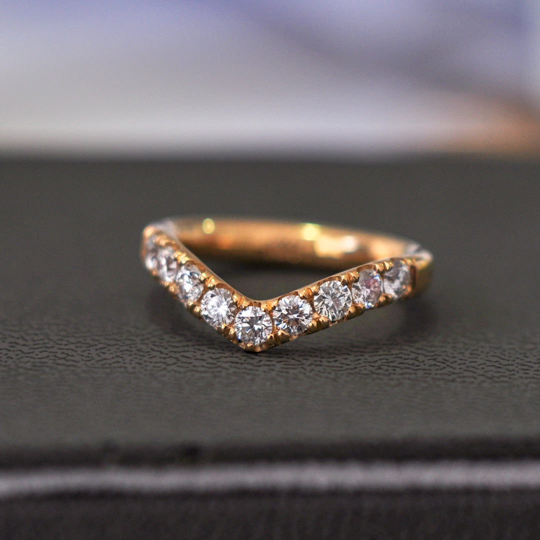 WIDE (3mm)  V shape Diamonds Ring
