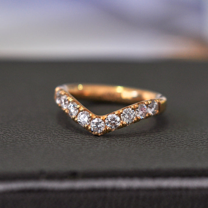 WIDE (3mm)  V shape Diamonds Ring