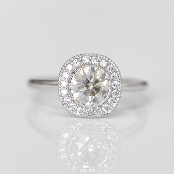 1 carat center diamond milgrin halo engagement ring