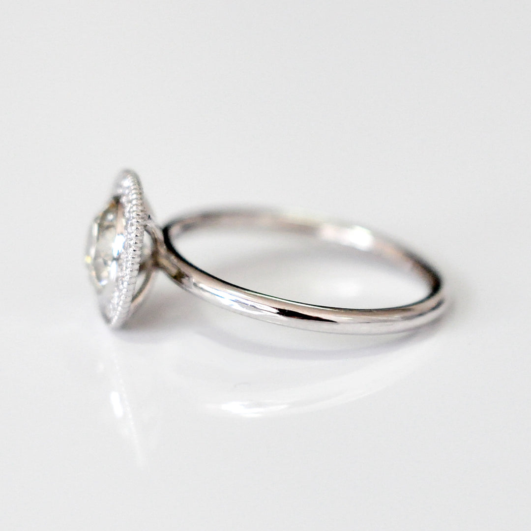 1 carat center diamond milgrin halo engagement ring