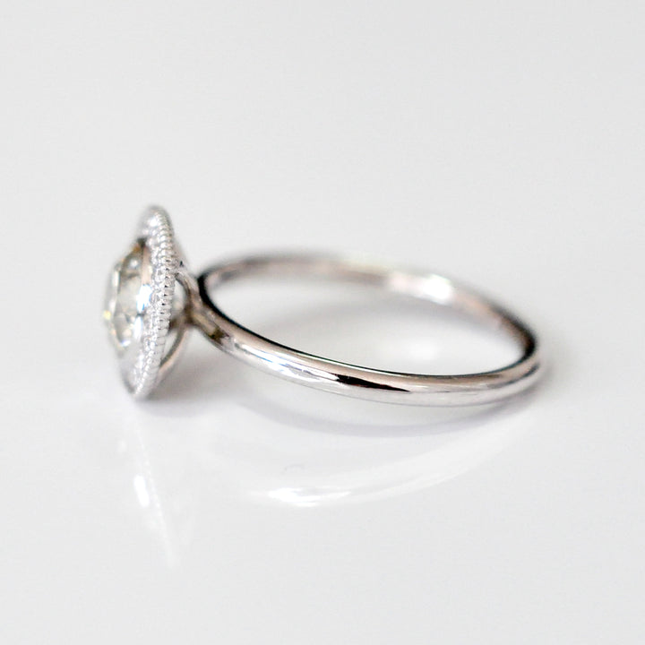 1 carat center diamond milgrin halo engagement ring