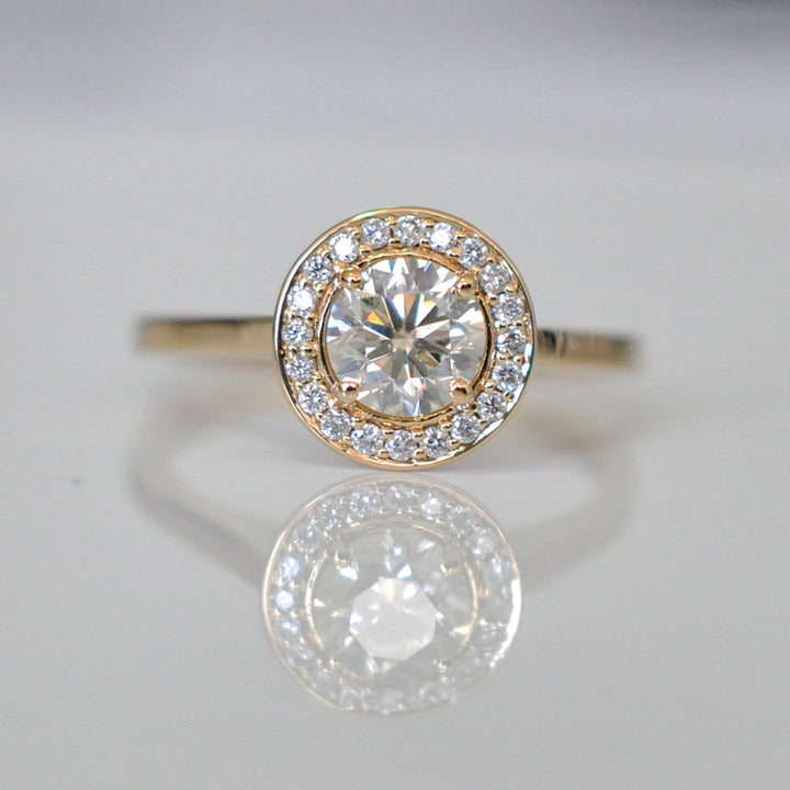 Classic YELLOW GOLD diamonds HALO RING