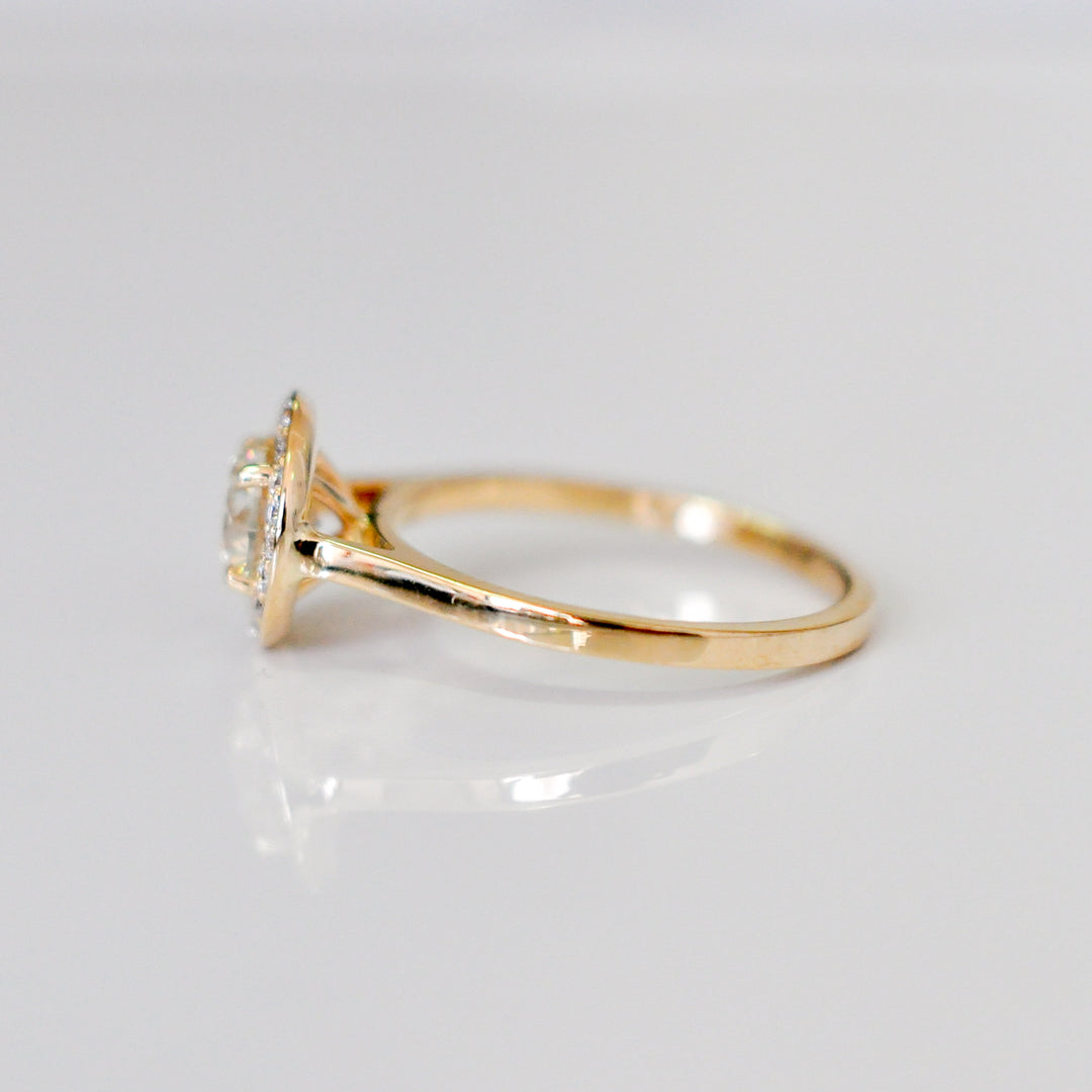 Classic YELLOW GOLD diamonds HALO RING