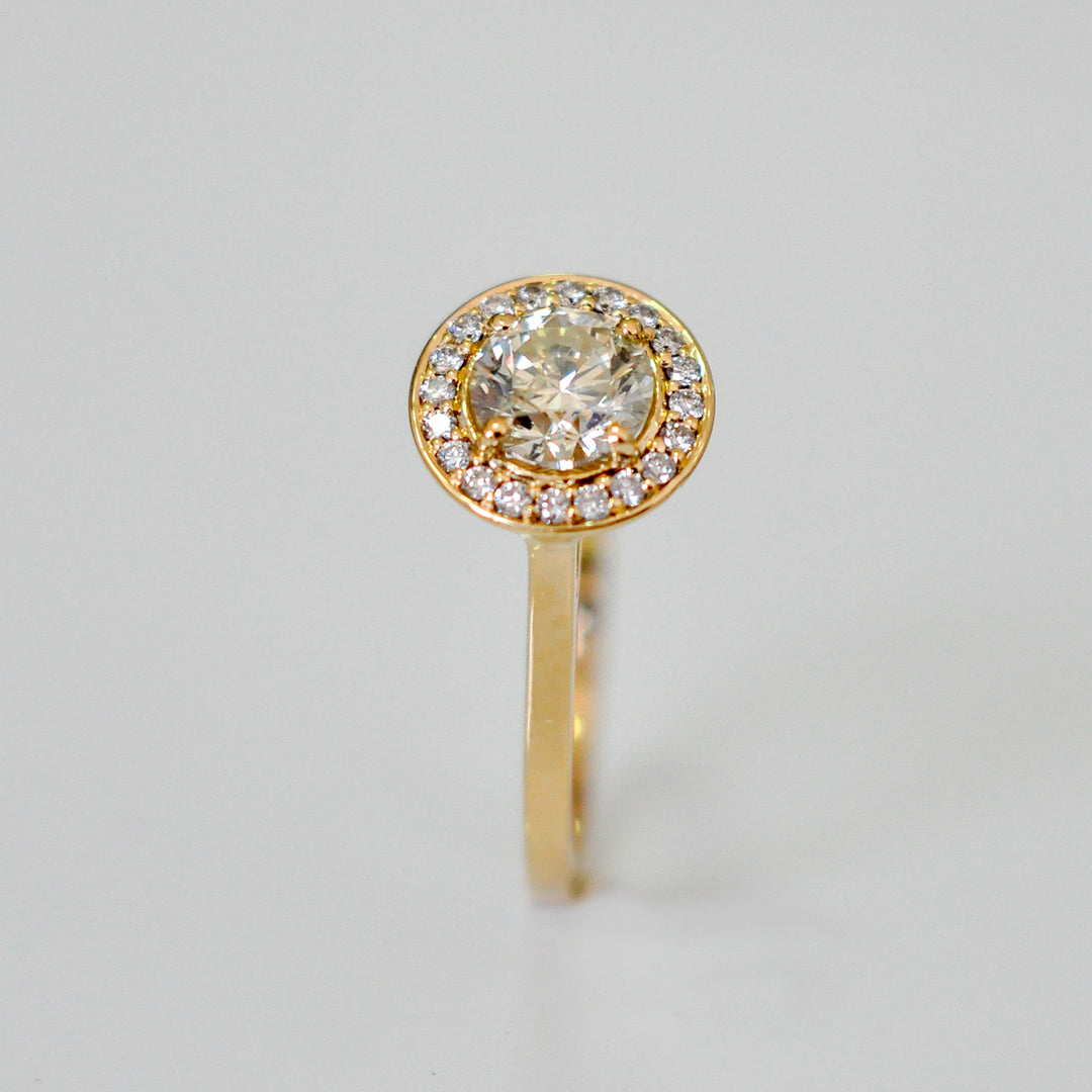 Classic YELLOW GOLD diamonds HALO RING