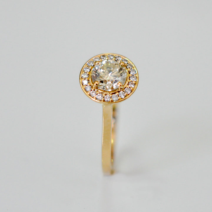 Classic YELLOW GOLD diamonds HALO RING