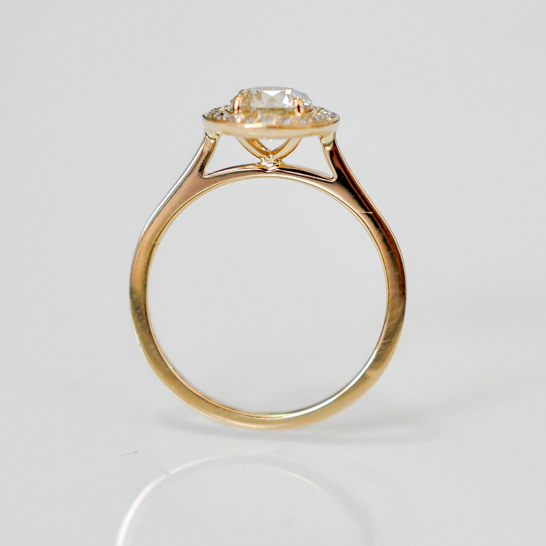 Classic YELLOW GOLD diamonds HALO RING