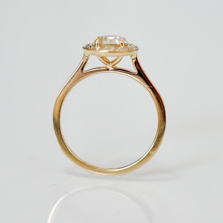 Classic YELLOW GOLD diamonds HALO RING