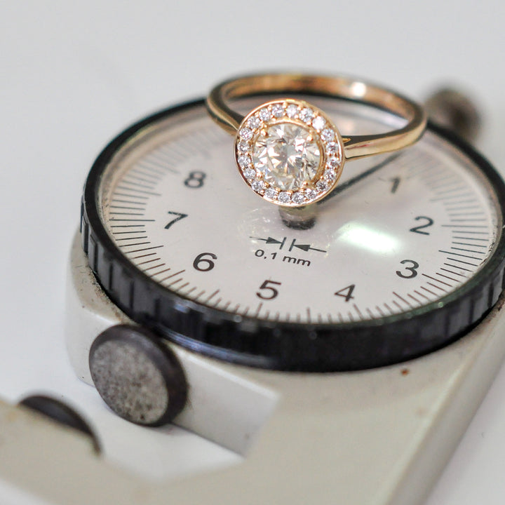 Classic YELLOW GOLD diamonds HALO RING