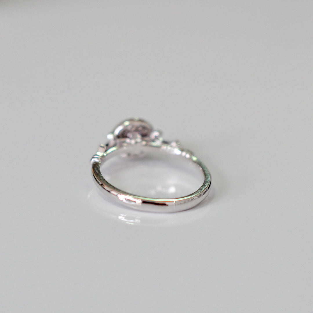 Light Pink halo diamonds ring