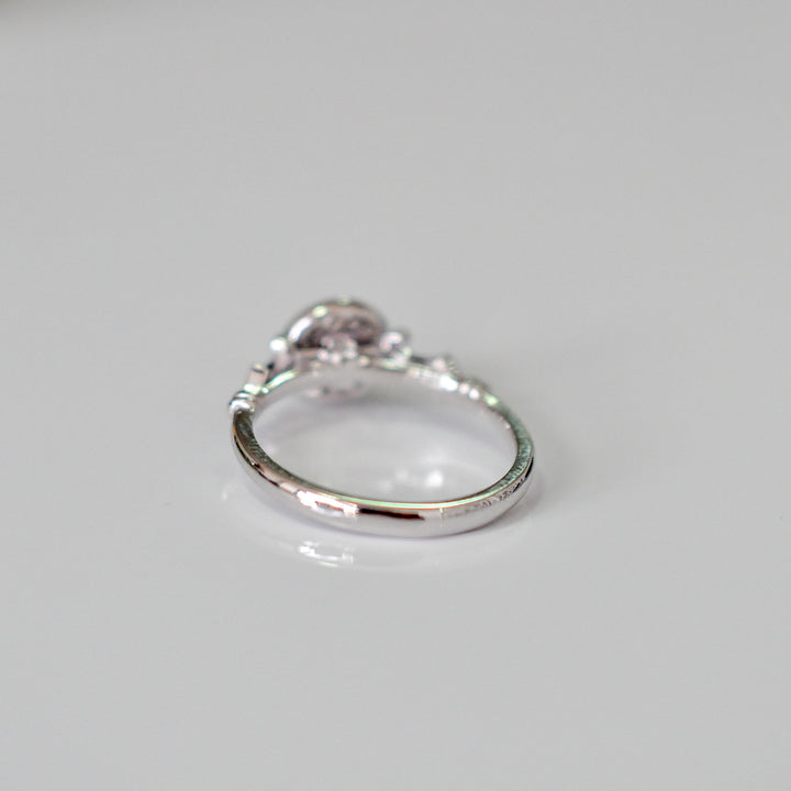 Light Pink halo diamonds ring