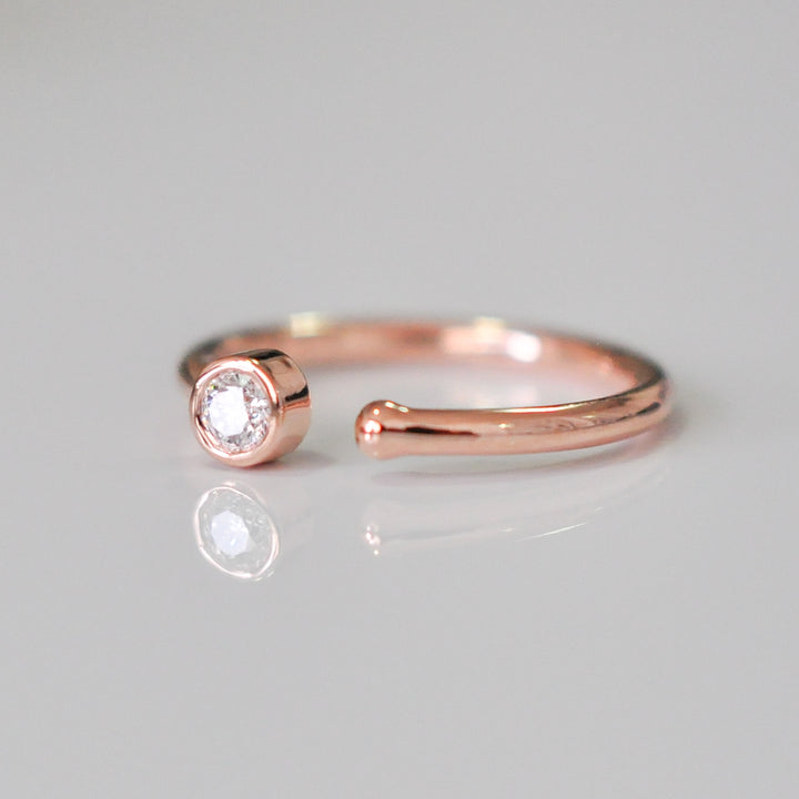 14k rose gold 0.14 carat diamond open ring