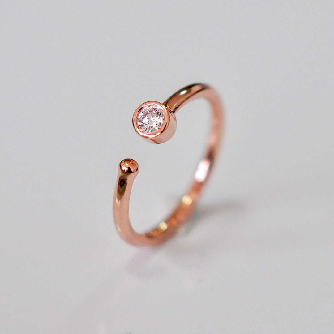 14k rose gold 0.14 carat diamond open ring