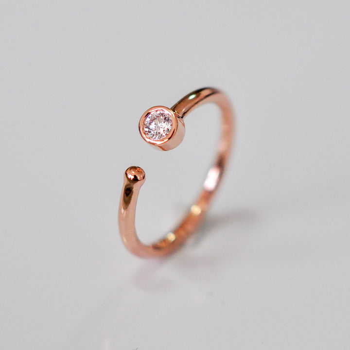 14k rose gold 0.14 carat diamond open ring