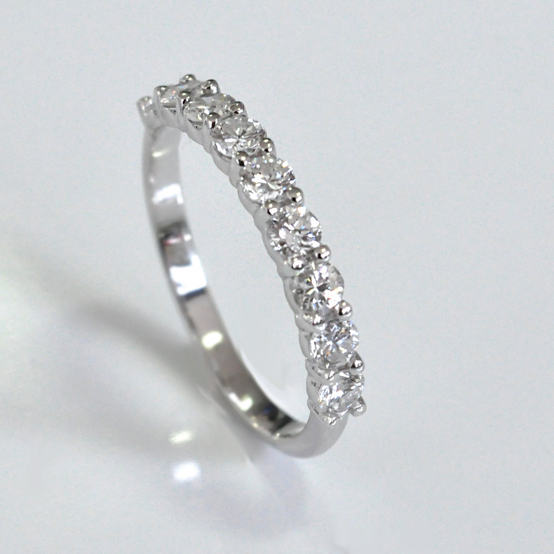 classic white diamonds (0.8 ct. tw.) white gold 9 stones ring