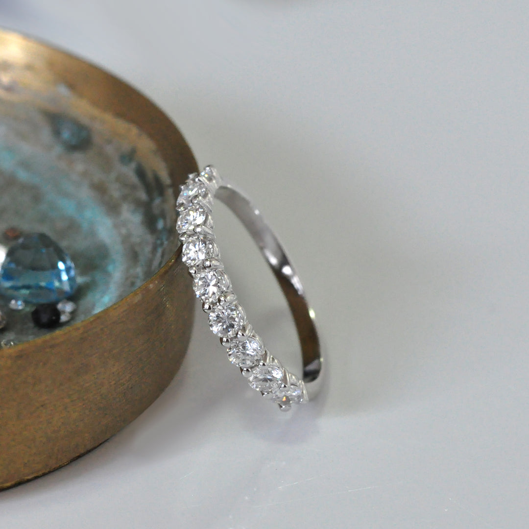classic white diamonds (0.8 ct. tw.) white gold 9 stones ring
