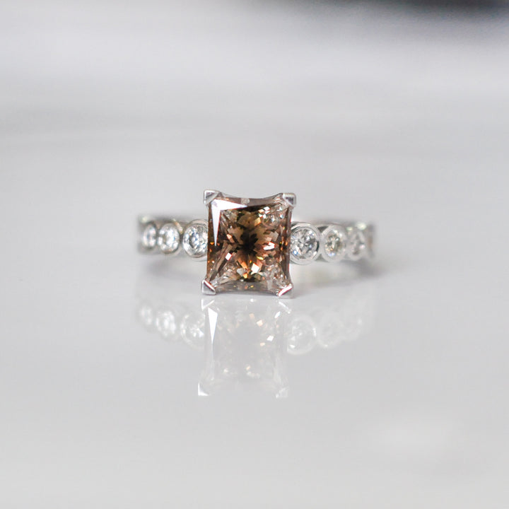 fancy brown princess cut diamond ring
