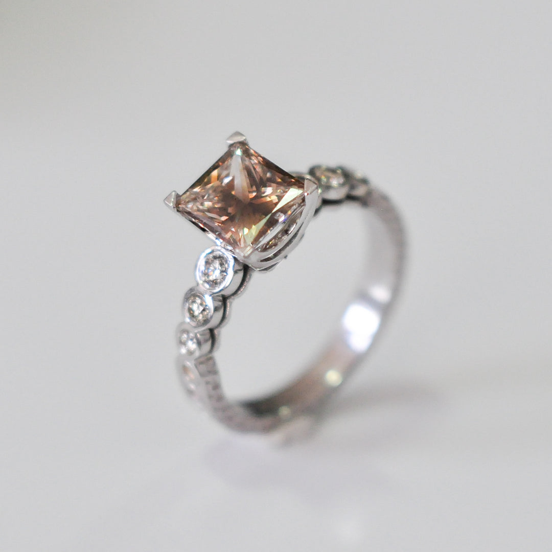 fancy brown princess cut diamond ring