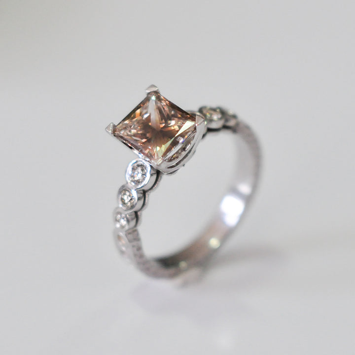 fancy brown princess cut diamond ring