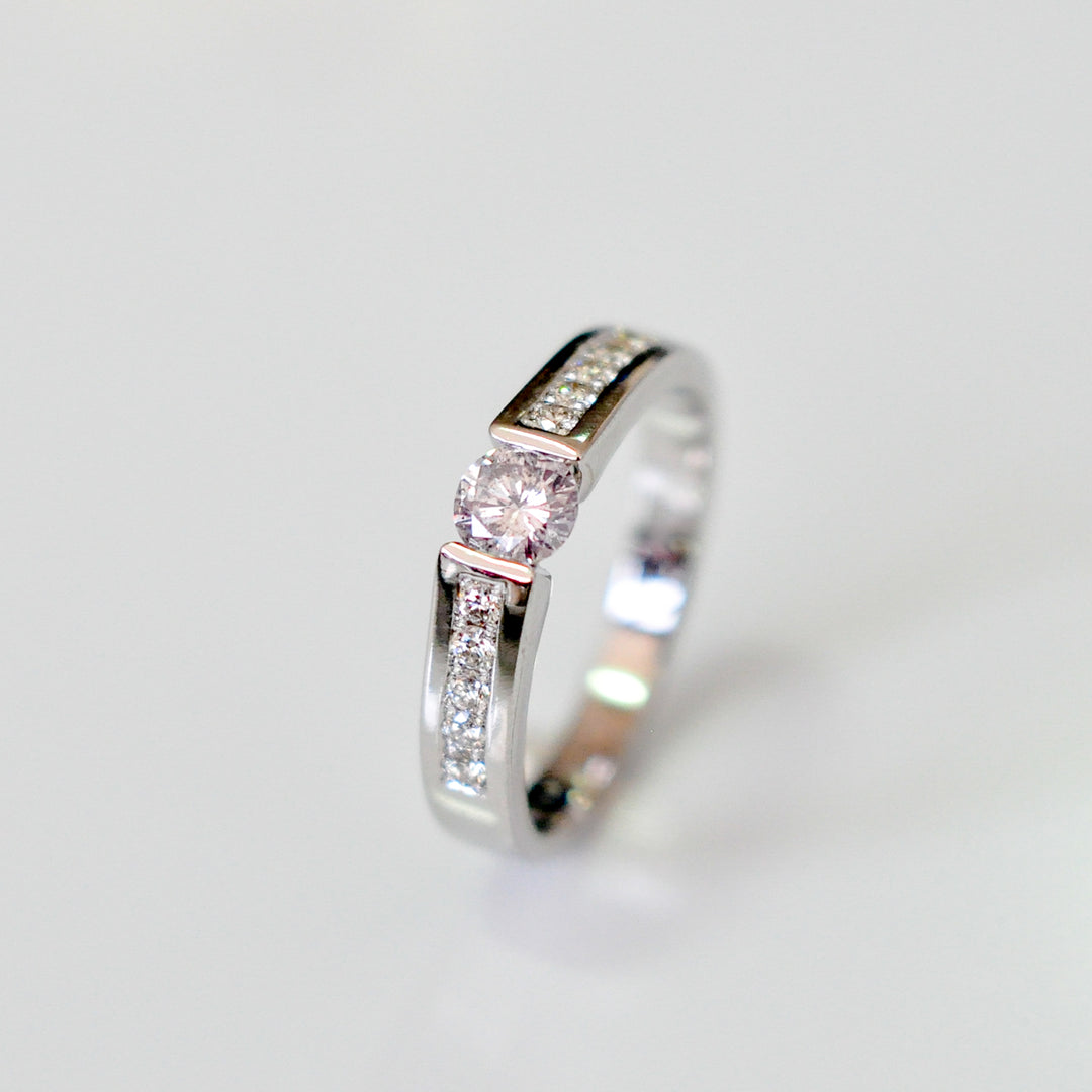 Channel Set 0.5 carat center diamond ring