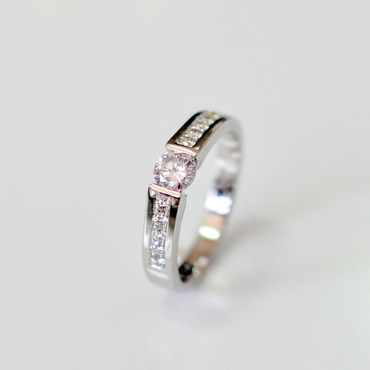 Channel Set 0.5 carat center diamond ring