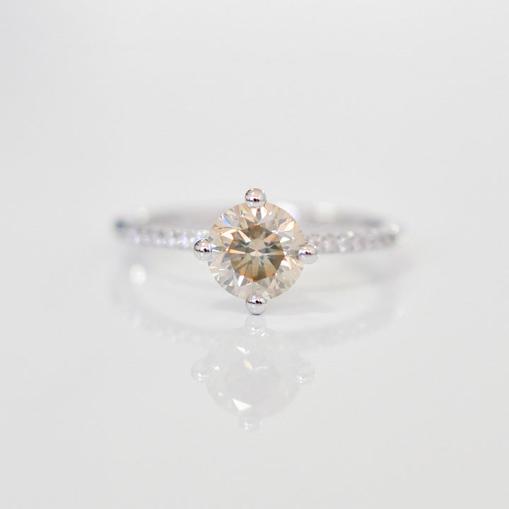 classic diamonds (1 ct . tw.) thin shank 4 prongs engagement ring