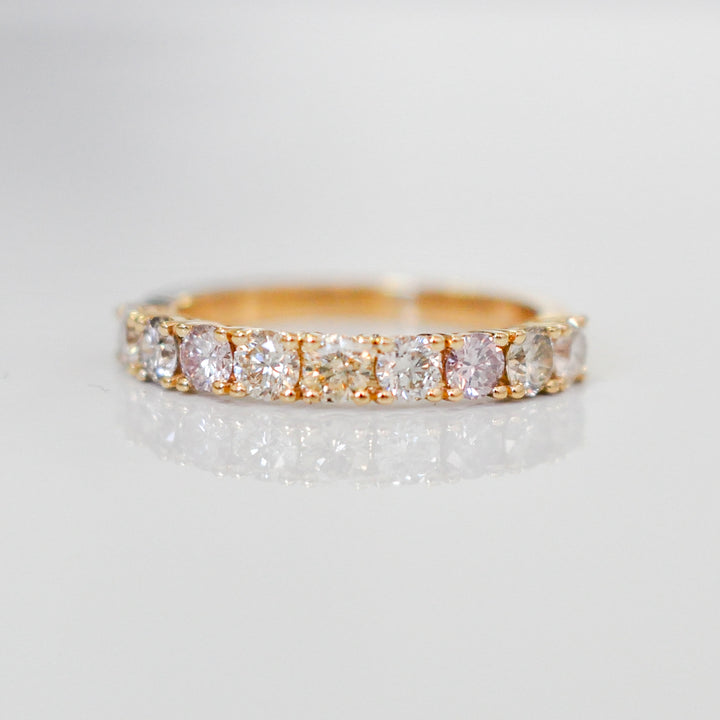 Light fancy color mix half eternity ring
