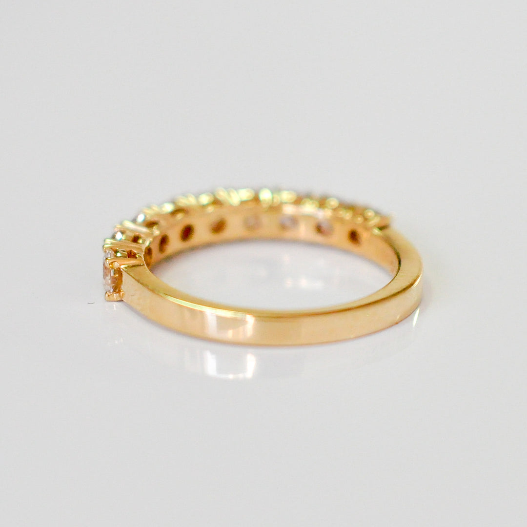 Light fancy color mix half eternity ring