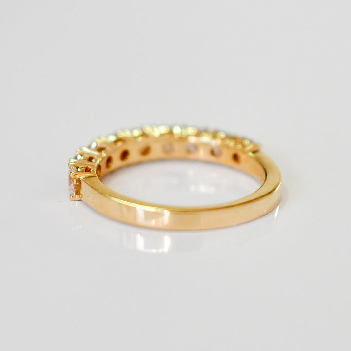 Light fancy color mix half eternity ring