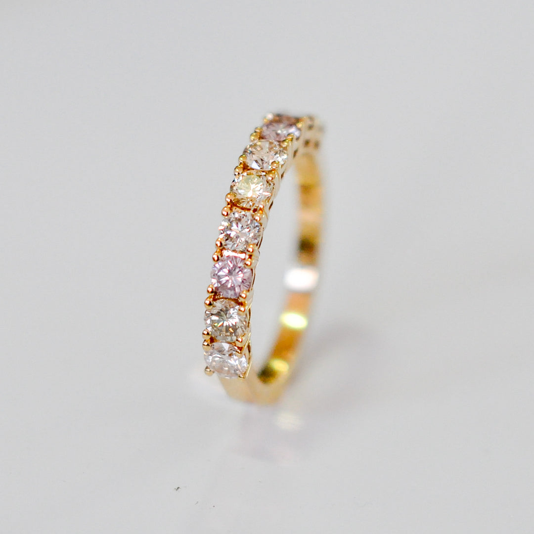 Light fancy color mix half eternity ring